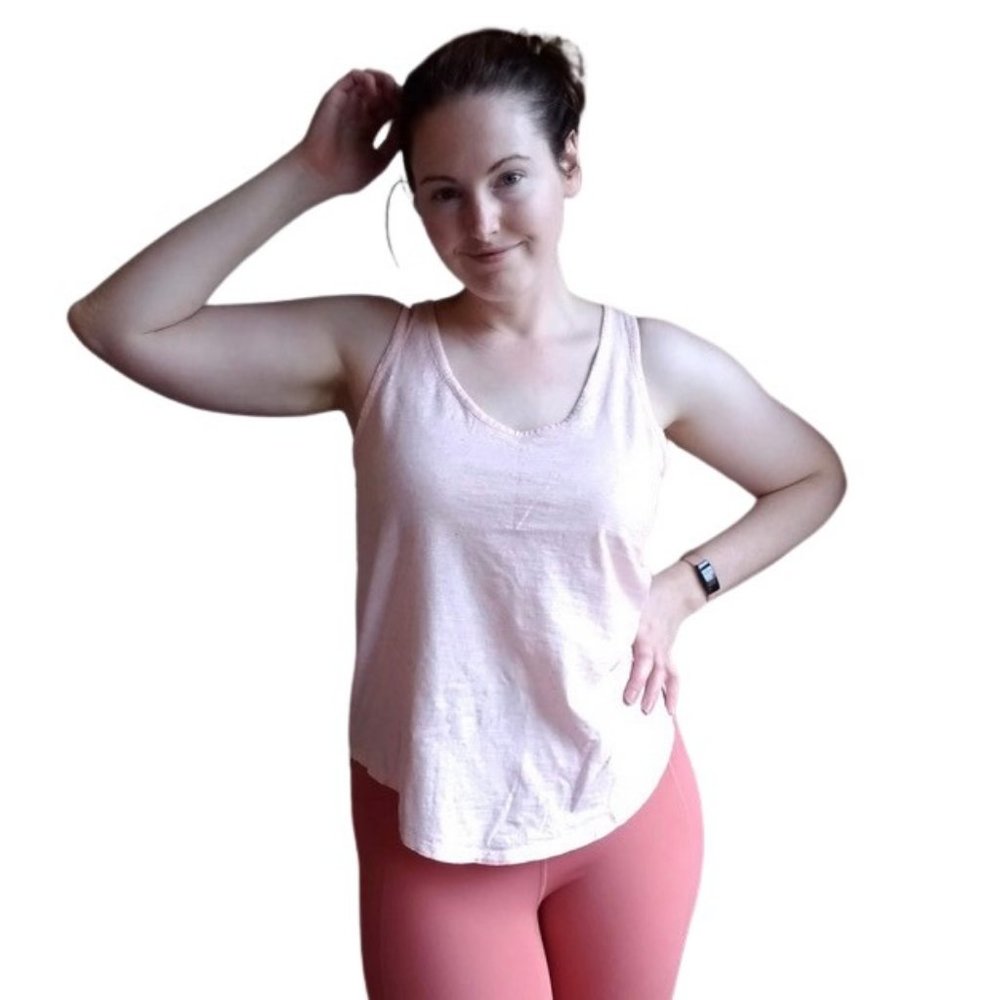 LOFT | Pink Speckled Cross-Back Casual/Lounge Scoop-Neck Tank Top Medium